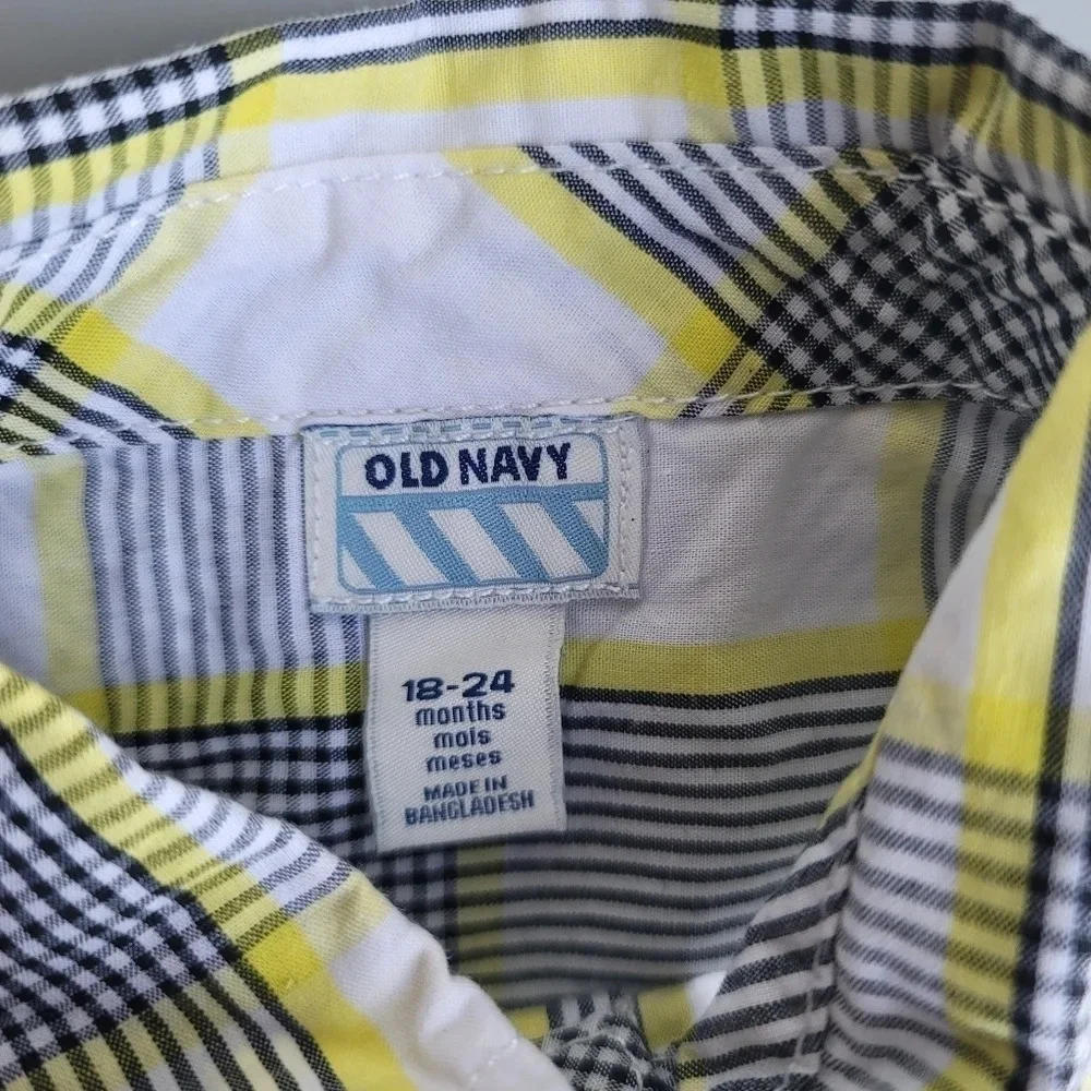 Lot of 2 PLACE Old Navy Blue Green Casual Shirts Button Down Cotton Sz 18-24 2T